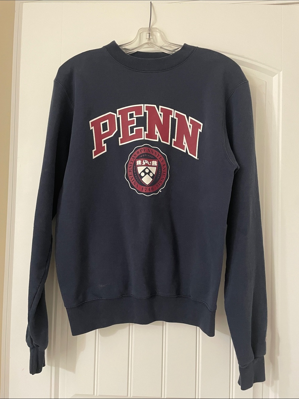 PENN Navy Crewneck Sweatshirt with Maroon Logo